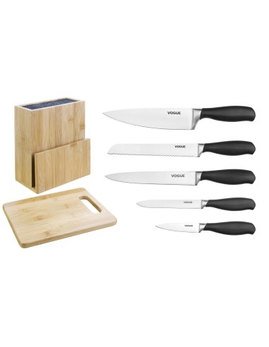 Ensemble 5 couteaux Vogue Soft-Grip + bloc et planche