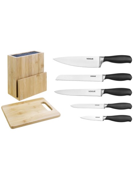 Ensemble 5 couteaux Vogue Soft-Grip + bloc et planche