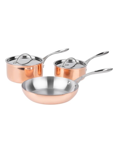 Batterie de cuisine en cuivre triple paroi 3 pièces Vogue