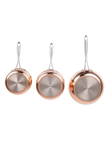 Batterie de cuisine en cuivre triple paroi 3 pièces Vogue