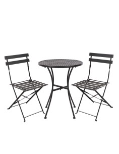 Ensemble table et 2 chaises pliantes Bolero noir - extérieur