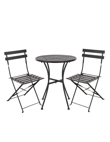 Ensemble table et 2 chaises pliantes Bolero noir - extérieur