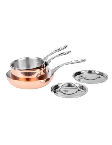 Batterie de cuisine en cuivre triple paroi 3 pièces Vogue