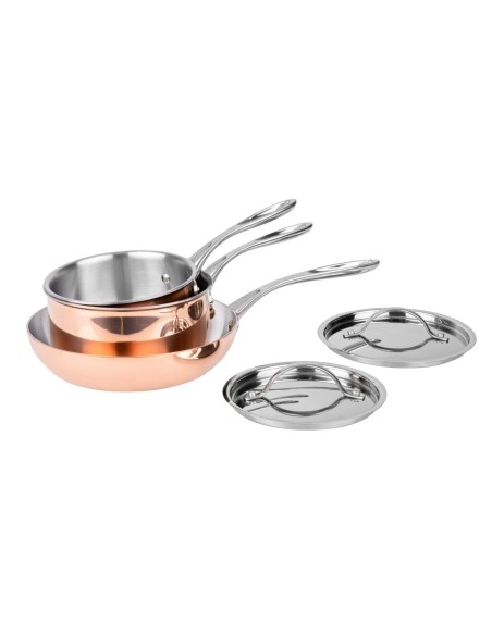 Batterie de cuisine en cuivre triple paroi 3 pièces Vogue