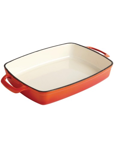 Lot de 3 plats en fonte Vogue orange - cuisine professionnelle