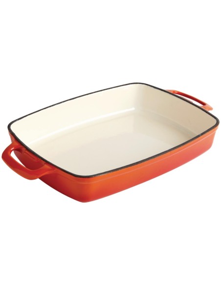 Lot de 3 plats en fonte Vogue orange - cuisine professionnelle