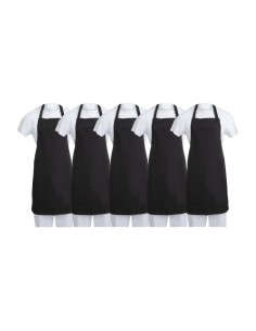 Tablier bavette noir en polycoton - lot de 5 Whites