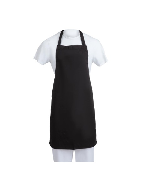 Tablier bavette noir en polycoton - lot de 5 Whites