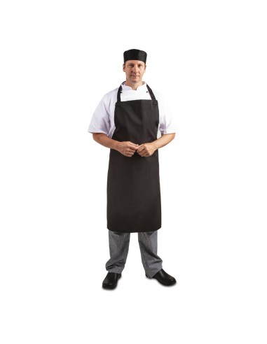Tablier bavette noir en polycoton - lot de 5 Whites