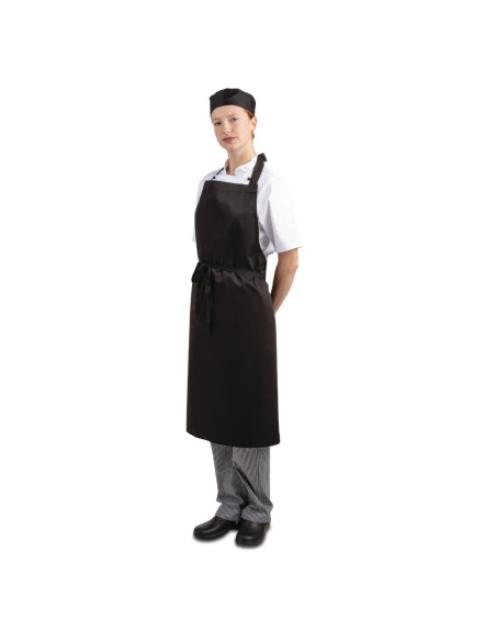 Tablier bavette noir en polycoton - lot de 5 Whites