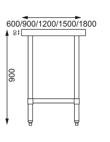 Table de préparation inox Vogue 1200x600 mm sans rebord