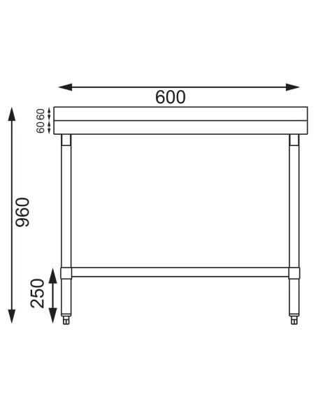 Table de préparation Vogue 600x600 mm inox - 960 mm H