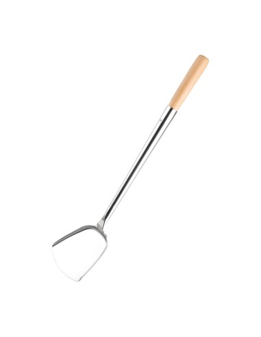 Spatule wok en inox Vogue - 460 mm, manche bois