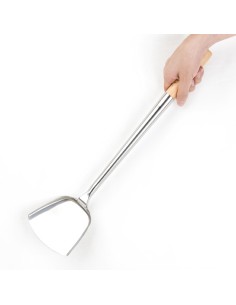 Spatule wok en inox Vogue - 460 mm, manche bois 2