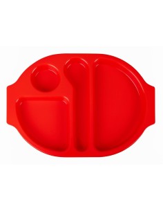 Plateaux repas compartimentés Olympus Kristallon rouges 375mm - lot de 10