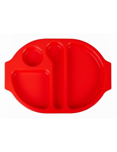 Plateaux repas compartimentés Olympus Kristallon rouges 375mm - lot de 10