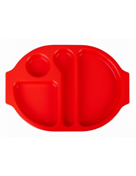Plateaux repas compartimentés Olympus Kristallon rouges 375mm - lot de 10