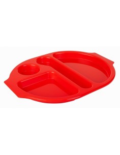 Plateaux repas compartimentés Olympus Kristallon rouges 375mm - lot de 10 2