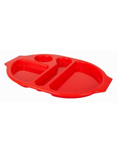Plateaux repas compartimentés Olympus Kristallon rouges 375mm - lot de 10