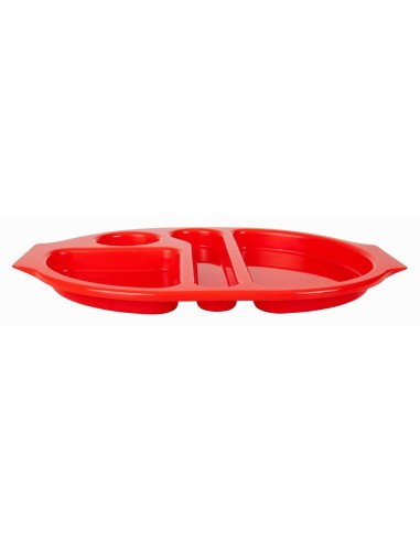 Plateaux repas compartimentés Olympus Kristallon rouges 375mm - lot de 10
