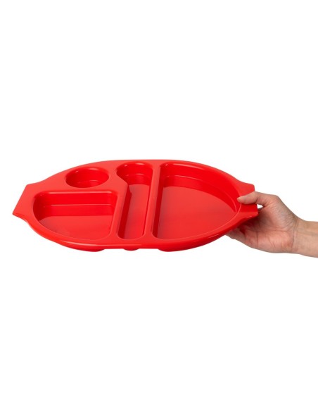 Plateaux repas compartimentés Olympus Kristallon rouges 375mm - lot de 10