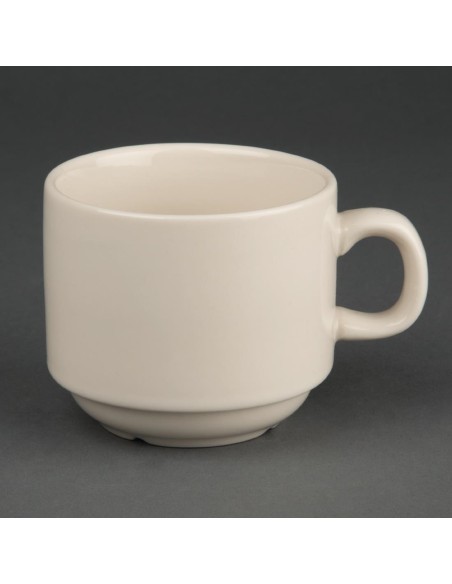 Tasses à thé empilables Olympia Ivory 206ml - lot de 12