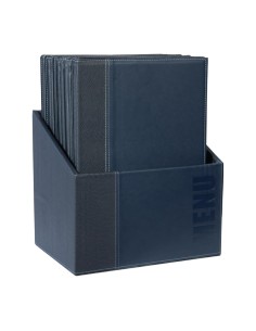 Coffret protège-menus Securit A4 bleu - Lot de 20 2