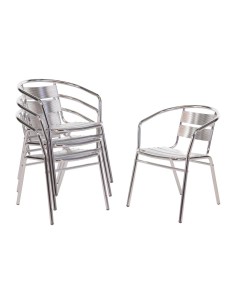 Fauteuils empilables en aluminium Bolero - lot de 4