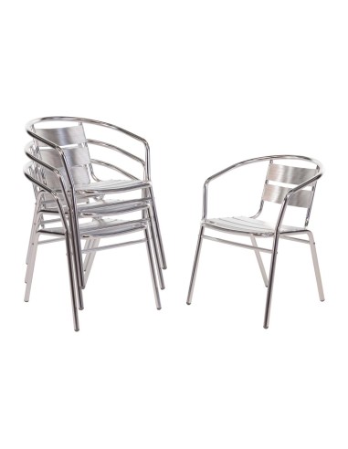 Fauteuils empilables en aluminium Bolero - lot de 4