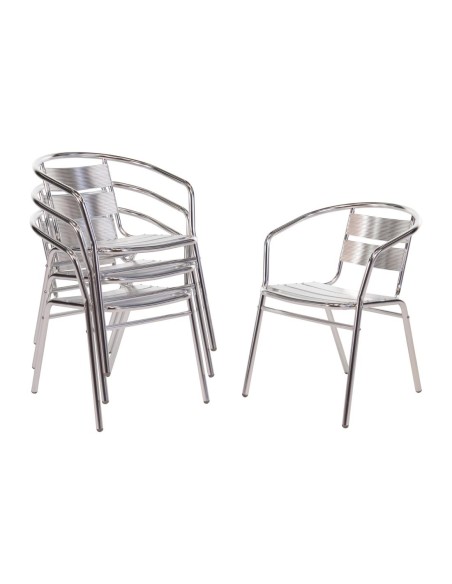Fauteuils empilables en aluminium Bolero - lot de 4