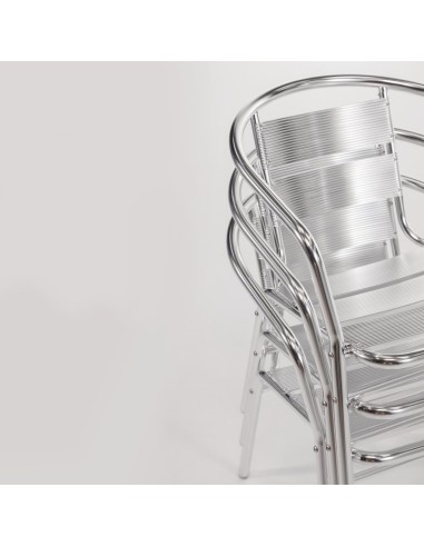 Fauteuils empilables en aluminium Bolero - lot de 4