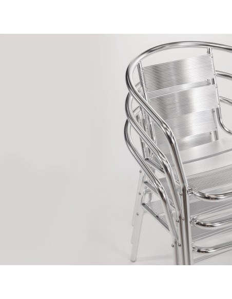 Fauteuils empilables en aluminium Bolero - lot de 4