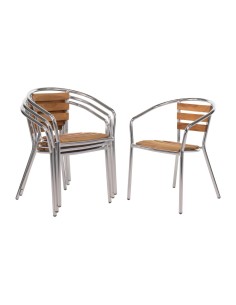 Fauteuils Bolero en frêne et aluminium 730 mm - lot de 4