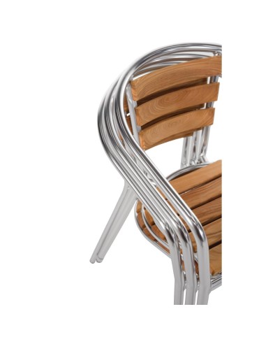 Fauteuils Bolero en frêne et aluminium 730 mm - lot de 4