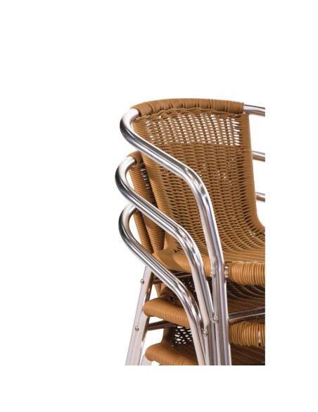 Fauteuils rotin PE et aluminium empilables Bolero - lot de 4