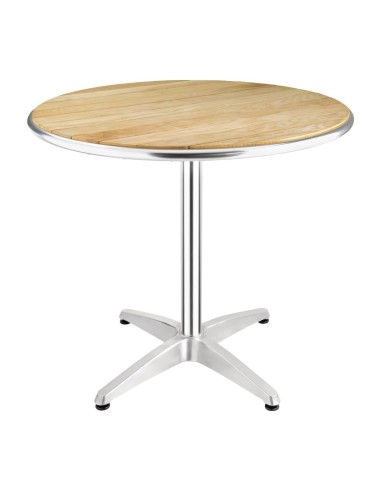 Table ronde en frêne Bolero 800mm - Aluminium et bois