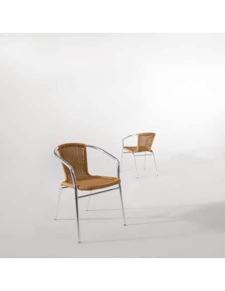 Fauteuils rotin PE et aluminium empilables Bolero - lot de 4