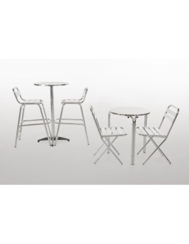 Table bistro ronde empilable Bolero 600mm - inox & aluminium