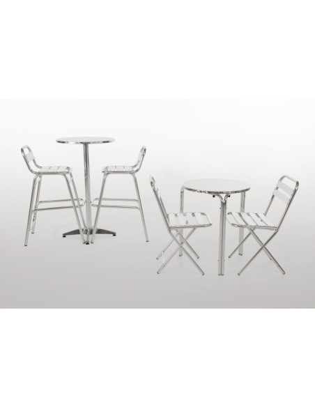 Table bistro ronde empilable Bolero 600mm - inox & aluminium