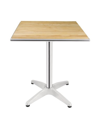 Table carrée en frêne Bolero 600mm - Aluminium & bois