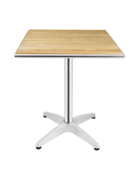 Table carrée en frêne Bolero 600mm - Aluminium & bois