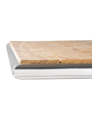 Table carrée en frêne Bolero 600mm - Aluminium & bois