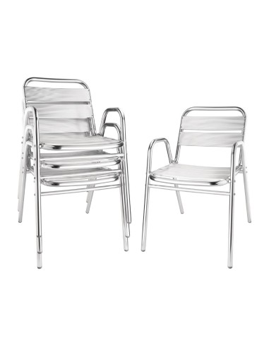 Fauteuils empilables Bolero en aluminium - lot de 4
