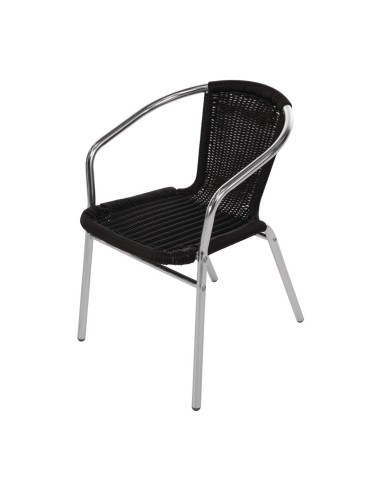 Fauteuils rotin PE empilables Bolero noir - lot de 4