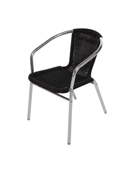 Fauteuils rotin PE empilables Bolero noir - lot de 4