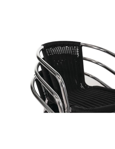 Fauteuils rotin PE empilables Bolero noir - lot de 4