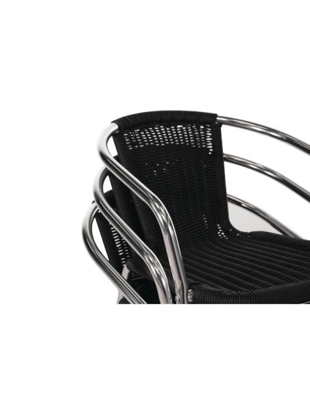 Fauteuils rotin PE empilables Bolero noir - lot de 4