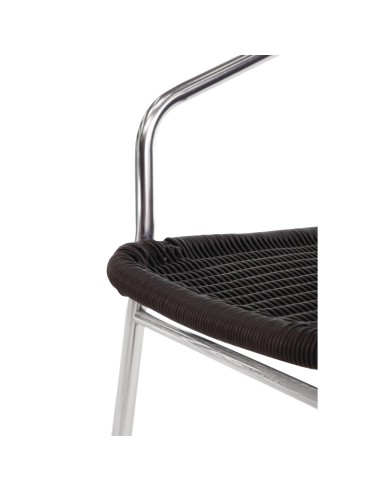 Fauteuils rotin PE empilables Bolero noir - lot de 4