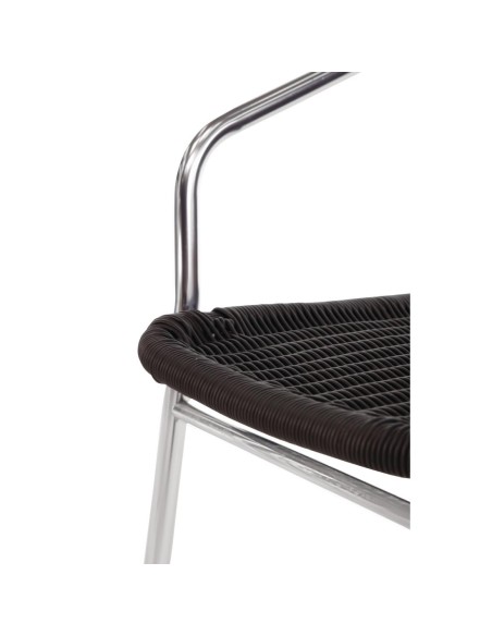 Fauteuils rotin PE empilables Bolero noir - lot de 4