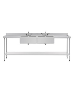 Plonge double inox Vogue 2400mm - 2 bacs + égouttoirs 2